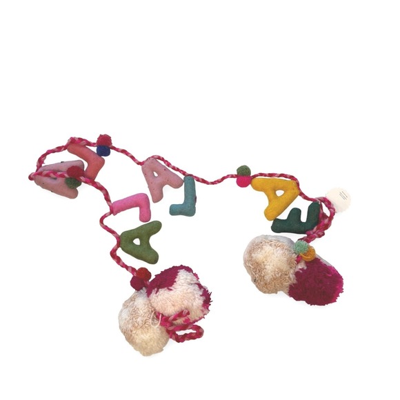 Anthropologie Holly Garland Stocking Pom Pom Christmas Holiday Decor New - Picture 10 of 12